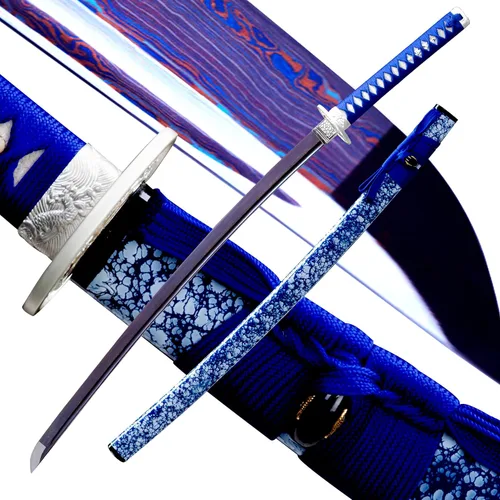 Miniatura 14 de Espada Katana Japonesa Samurai Hecha a Mano con Saya de Madera de Rayskin Dura, Puede Cortar Bambú