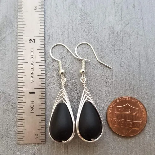 Miniatura 36 de Yinahawaii Handmade Sea Glass Earrings, Hawaiian Jewelry, Wire Braided Earrings Teardrop Earrings, Beach Jewelry Sea Glass Jewelry For Women Cobalt
