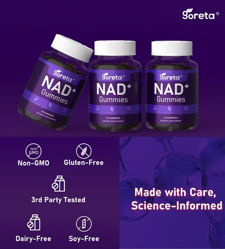 Miniatura 3 de Gomitas NAD+, suplemento de resveratrol NAD para adultos, colágeno, quercetina, berberina, rodiola y extracto de semilla de uva, apoya la energía