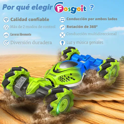 Miniatura 8 de Fosgoit Coche RC con Sensor Gestual, RC de Acrobacias con Sensor Gestual de 2.4GHz 4WD para Niños de 6-12 Años, Control Remoto Manual Drift Twist