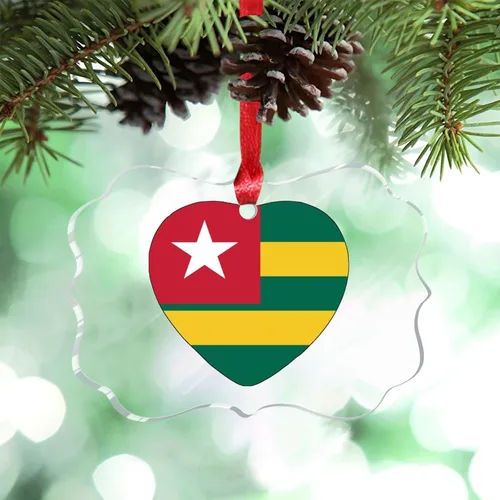 Miniatura 34 de Adorno de Navidad personalizado de la bandera de Venezuela 2023, adornos de corazón para árboles de Navidad, acrílico país, ciudad, recuerdo