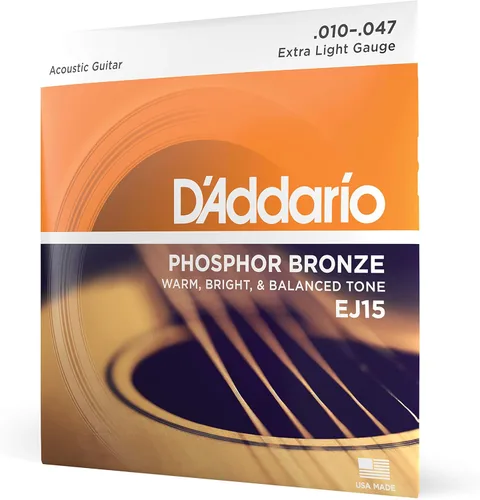 Miniatura 9 de Cuerdas para guitarra acústica de bronce fosforado D'Addario, blanco negro rojo azul