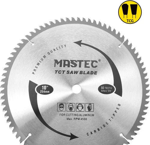 Miniatura 3 de 10 pulgadas 80 dientes TCG para aluminio y metales no ferrosos corte hoja de sierra con eje de 5/8 pulgadas