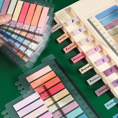 Miniatura 3 de Morandi - 1200 pestañas adhesivas de anotación adhesivas, pestañas adhesivas para escribir y translúcidas con regla para marcar notas de página