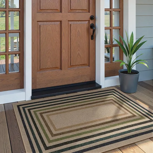 Miniatura 3 de Lahome Alfombra moderna geométrica fácil de yute para entrada, 3x5 lavable, alfombras de cocina de granja para dormitorio, contemporánea