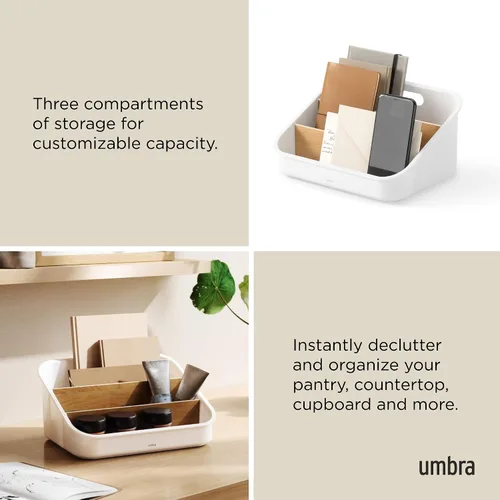 Miniatura 4 de Umbra Bellwood - Organizador de paquetes, bandeja dividida para ingredientes de despensa y otros artículos pequeños, hecho de plástico duradero
