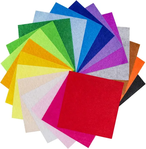 Hojas de tela de fieltro de 6 x 6 pulgadas para manualidades, 0.039 in de grosor, papel de fieltro de colores surtidos para manualidades de costura,