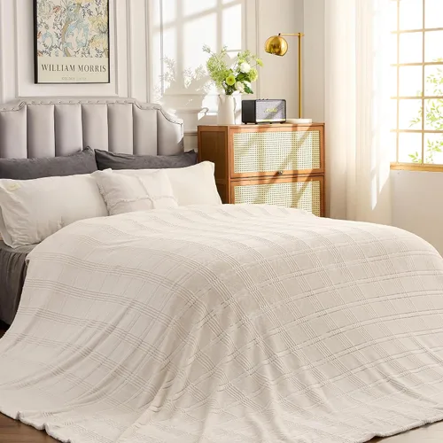 Miniatura 2 de Manta de vellón extragrande King de 120 x 120 pulgadas, manta de franela jacquard 3D sin costuras, suave y acogedora, 10'x10', extra grande