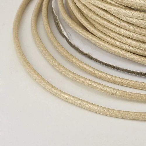 Miniatura 2 de Cordón de poliéster encerado coreano de 100 yardas, hilo de cordón trenzado beige para collar, cuerda de alambre de 0.079 pulgadas con carrete