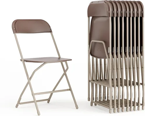 Miniatura 12 de EMMA + OLIVER Juego de 10 sillas plegables de plástico, capacidad de peso de 650 libras, silla plegable apilable ligera en color blanco