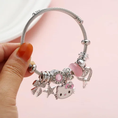 Miniatura 5 de Kueeger Pulseras Kawaii con caja de joyería, pulsera ajustable de acero inoxidable, accesorios de dibujos animados de anime, regalos para mujeres