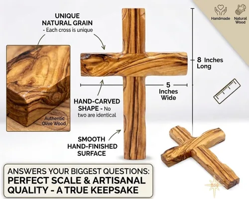 Miniatura 2 de Cruz de pared, cruces de madera de Belén, Tierra Santa. Crucifijo de madera de olivo. Decoración colgante para el hogar. Regalo religioso