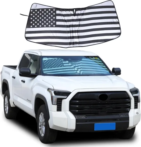 Parasol para parabrisas para Toyota Tundra/Sequoia 2022-2024 para automóvil, reflector UV grueso, color plateado, protector para ventana delantera y