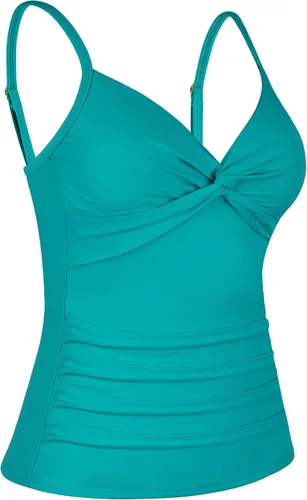 Miniatura 2 de Firpearl Parte superior tankini para mujer, parte superior de traje de baño fruncido con control de abdomen