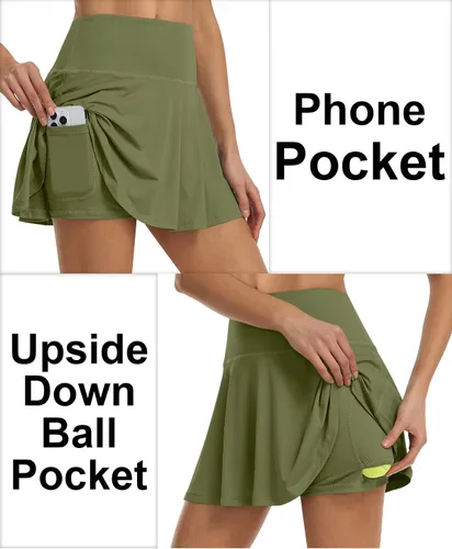 Miniatura 4 de UEU Faldas de tenis para mujer, plisadas, de cintura alta, para golf, atletismo, verano, mini falda pantalón con bolsillos cortos para correr y uso