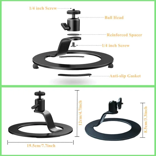 Miniatura 6 de Soporte de aluminio para proyector, base de montaje para proyector de escritorio, ángulo de cabeza esférica, soporte de mesa ajustable de 360 grados