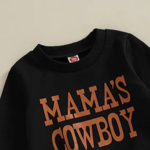 Miniatura 4 de Omkzanbi 2 piezas de ropa de otoño e invierno para bebé, sudadera de manga larga con cuello redondo, pantalones deportivos para el oeste