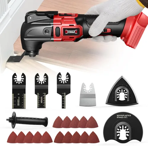 Miniatura 13 de Multiherramienta oscilante inalámbrica compatible con batería DeWalt de 20 V (solo herramienta), 21000 OPM sin escobillas, ángulo de giro de 4.5°