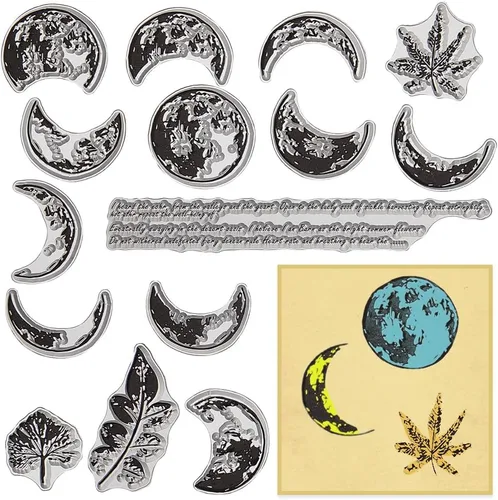 Miniatura 16 de CRASPIRE Sellos Transparentes con Fondo de Grieta Vintage Retro, Sellos de Goma Reutilizables de Silicona Transparente para Álbum de Fotos, Álbum