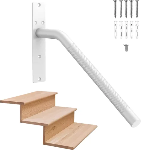 Miniatura 12 de Munzong - Paquete de 2 pasamanos de escalera de 16 pulgadas para escalones de 1 a 3 escalones, barandilla de acero inoxidable negra para escaleras