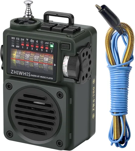 ZHIWHIS Radio de onda corta con Bluetooth, radio portátil con temporizador de sueño, radios de onda corta Weather AM FM con el mejor sonido,