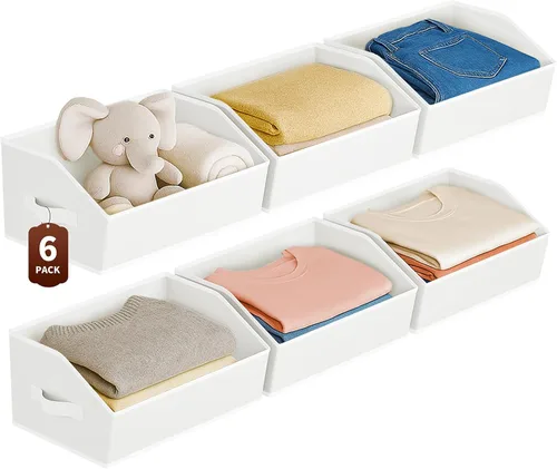 Miniatura 13 de Homsorout Organizadores Grandes de Armario y Contenedores de Almacenamiento - Paquete de 6 Cestas de Almacenamiento Trapecio para Estantes, Cestas