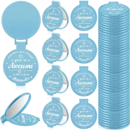Miniatura 11 de 18 piezas de espejo compacto inspirador de 2.76 pulgadas a granel para mujeres, pequeños regalos de graduación, día de la madre, fiesta, bolso, Negro