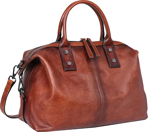 Miniatura 13 de Iswee - Bolso de hombro de cuero genuino, bolso tote con diseño de morral, con asa superior, bolso de gran capacidad, bolso cruzado