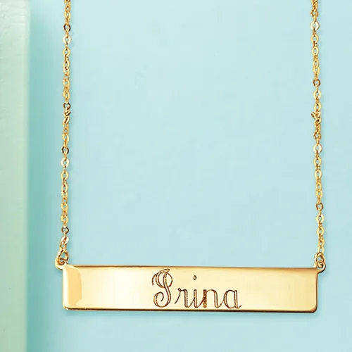 Miniatura 3 de Ross-Simons Italian 18kt Yellow Gold Personalized Bar Necklace