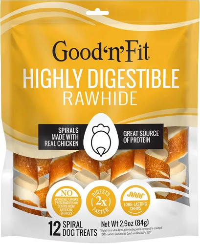 Miniatura 14 de Good 'n' Fit Twist Sticks hechos con cordero real, 15 unidades, trata a tu perro con masticables de cuero crudo de larga duración y altamente
