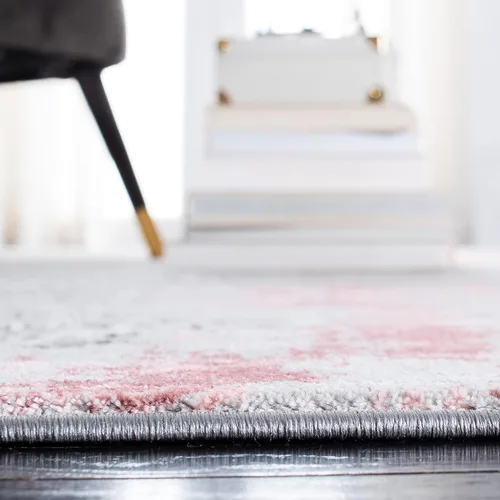 Miniatura 3 de SAFAVIEH Meadow Collection - Alfombra decorativa de 2 x 5 pies, gris claro y rosa, diseño abstracto moderno, no desprende pelusa y de fácil cuidado