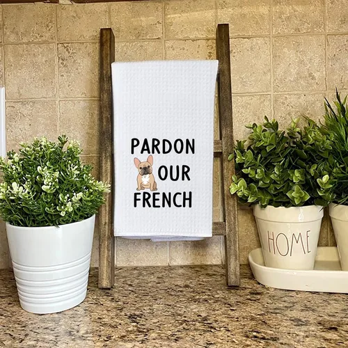 Miniatura 6 de WCGXKO Regalo para amantes de los Bulldog - Toalla de cocina con temática de Bulldog Francés (Pardón nuestro francés)