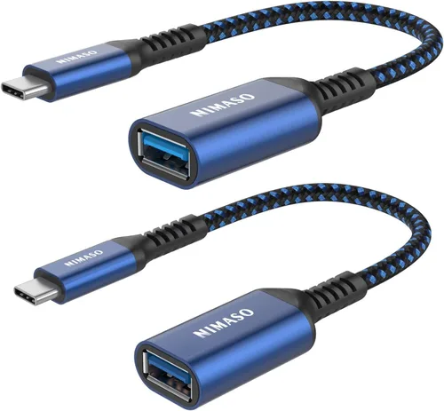 Adaptador USB C a USB 3.0 [2 unidades], adaptador NIMASO USB-C a USB, USB tipo C a USB, adaptador Thunderbolt 3 a USB OTG cable para iPhone 15/15