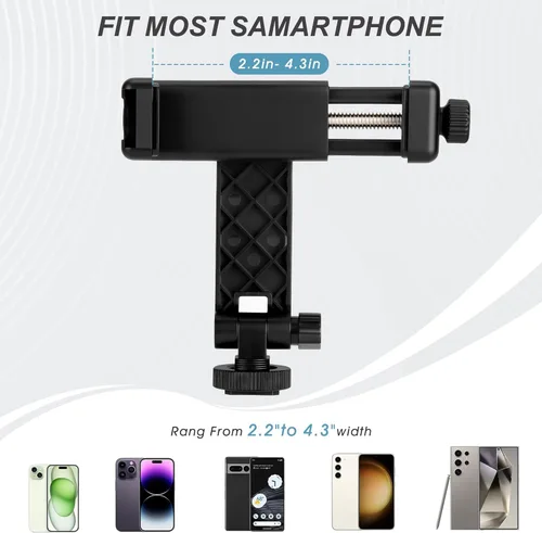 Miniatura 7 de Soporte universal de trípode para teléfono celular, soporte de zapata caliente para cámara con abrazadera de rotación de 360 grados, orificio