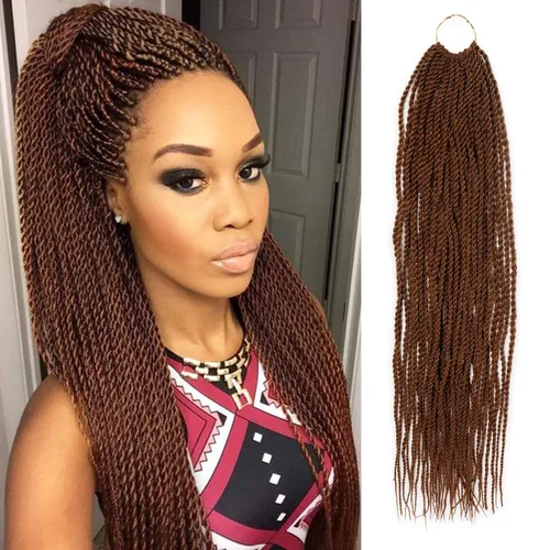 Miniatura 35 de AU-THEN-TIC Cabello senegalés con trenzas de ganchillo de 22 pulgadas, 6 paquetes de 40 mechones por paquete, extensiones de cabello de ganchillo