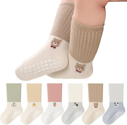 Calcetines antideslizantes para bebé, calcetines antideslizantes de dibujos animados para niñas y niños, recién nacidos, calcetines de piso para