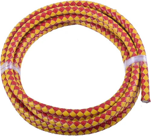 Miniatura 36 de KONMAY 2 yardas 8.0mm Cordón redondo de cuero trenzado auténtico marrón antiguo para corbata de bolo