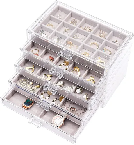 Cq acrylic Organizador de joyas con 5 cajones