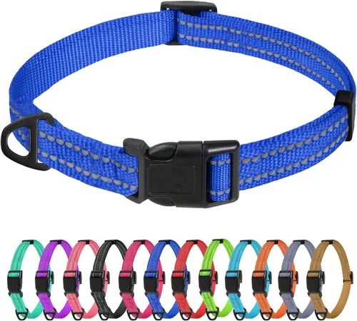 Miniatura 23 de TagME Collares de nailon reflectantes para perros, collar ajustable clásico para mascotas con hebilla de liberación rápida para perros pequeños