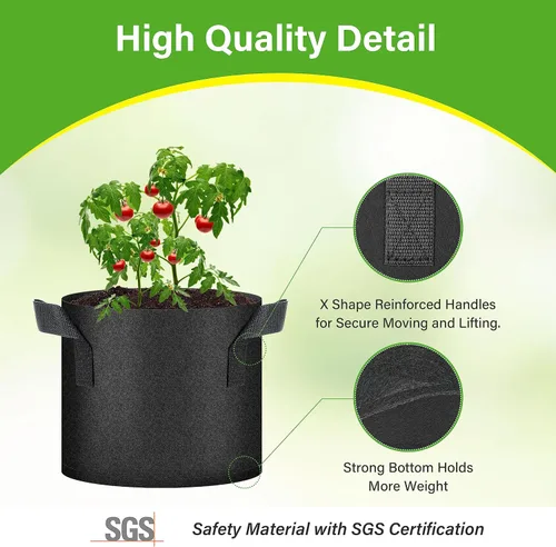 Miniatura 6 de HealSmart Paquete de 10 bolsas de cultivo de plantas de 3 galones, macetas plantadoras de tomate con asas, tela no tejida de aireación, maceta