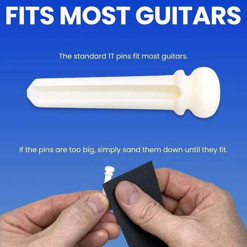 Miniatura 3 de Pasadores de puente de hueso ranurado Crosby Pure Bone con incrustación de punto de abulón para guitarra acústica de 6 y 12 cuerdas