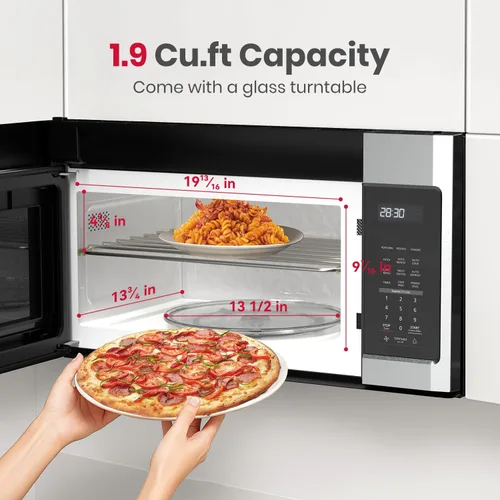 Miniatura 7 de GASLAND Horno microondas de 30 pulgadas, gran capacidad de 1.9 pies cúbicos para pizza y platos familiares de 12 pulgadas, 1000 W con 11 niveles