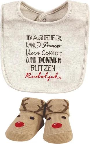 Miniatura 282 de Hudson Baby Conjunto de babero y calcetines unisex de algodón para bebé