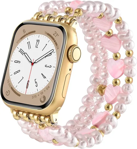 Miniatura 18 de AIRSPO Pulseras de cuentas compatibles con Apple Watch Band de 38, 40, 41, 42, 44 y 45 mm, hechas a mano, para series SE 8, 7, 6, 5, 4, 3, 2, 1