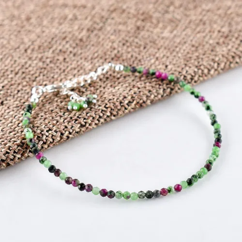 Miniatura 26 de Natural Gemstone Micro Beads Dainty Bangle Bracelet, Handmade Birthstone Jewelry, Healing Chakra Crystals, Silver Plated 8 inch, Birthday Gift for