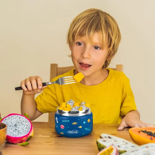 Miniatura 6 de Charcy Tarro de comida aislado de acero inoxidable para niños, termo de sopa de boca ancha a prueba de fugas, juego de recipientes para 8 horas
