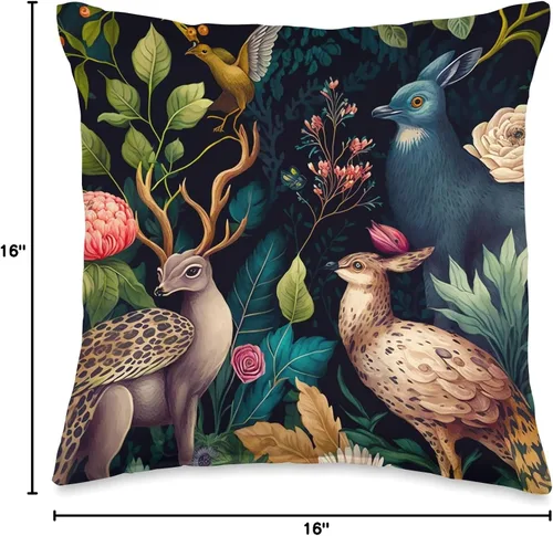 Miniatura 4 de DAG Fauna Art & Dark Academia Clothing - Almohada (16 x 16 pulgadas), multicolor