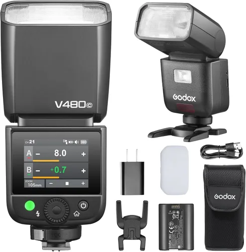 Miniatura 13 de Godox V480S TTL Speedlite Flash para cámaras Sony, GN50, pantalla táctil de 2.0 pulgadas, HSS 1/8000s, sincronización de obturador electrónico, 2.4G
