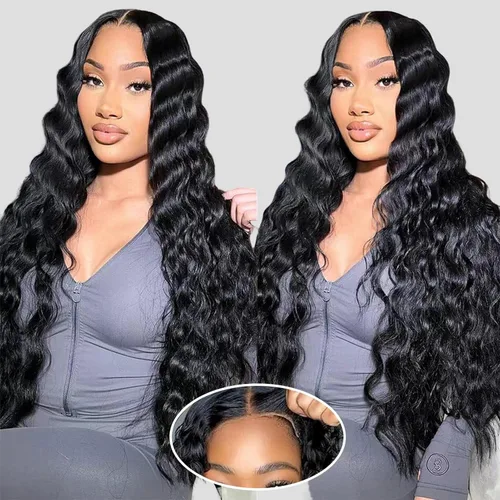 Miniatura 17 de Pelucas de cabello humano ondulado profundo con encaje frontal, densidad del 200%, 13x4 HD transparente, encaje frontal completo, pelucas de cabello