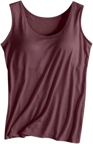 Miniatura 22 de Camiseta sin mangas con brasier integrado para mujer, sin mangas, correa ancha, ropa de dormir básica, para entrenamiento, yoga, camisola acolchada